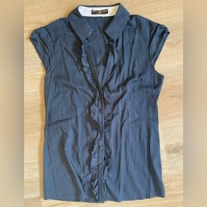 Luciano Barbera Navy Ruffle Blouse